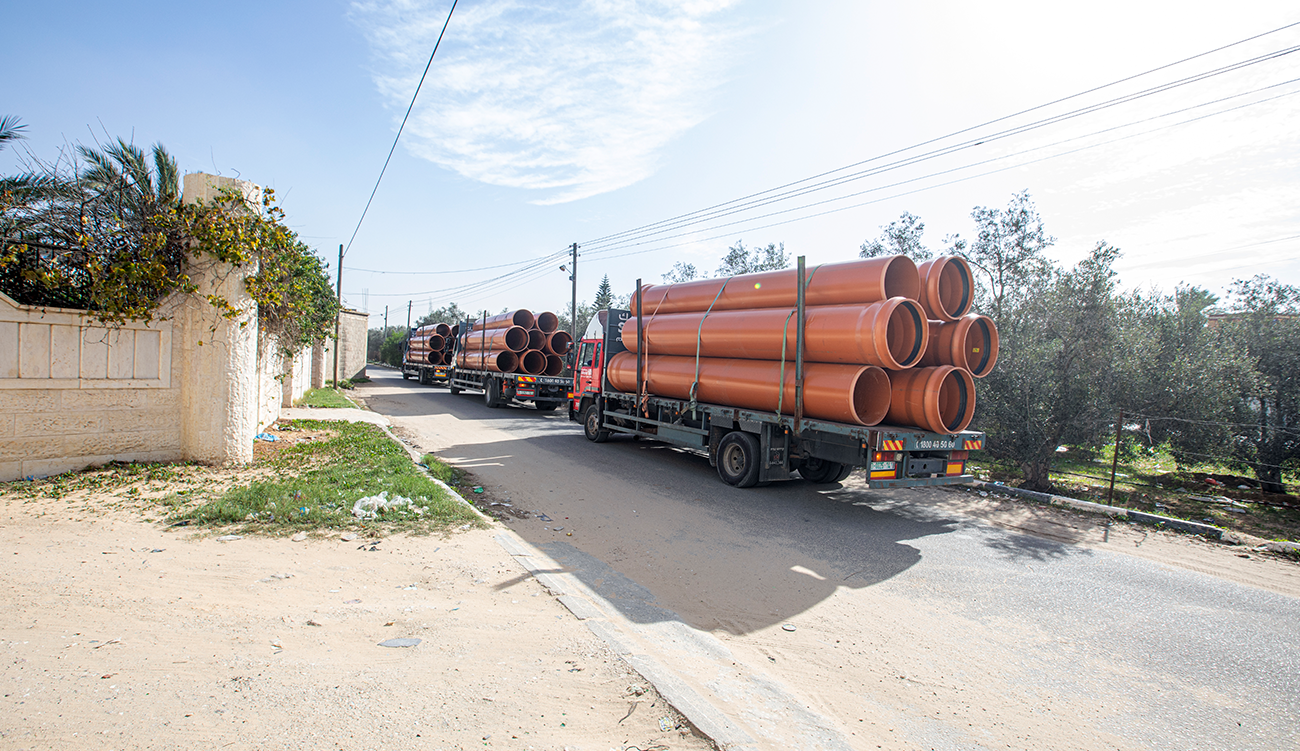 شبكة تصريف الأمطار في عبسان الجديدة